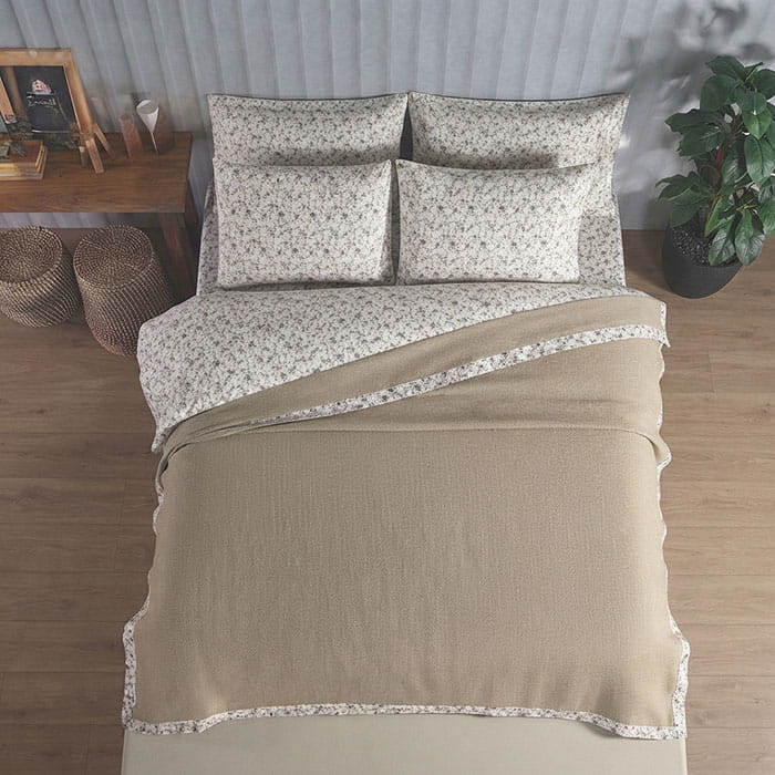 Постельное белье, IRINA HOME, 4 штук, 240x260cм, 220x230см, 50x70cм, Сатин, Бежевый, Double Size, Турция, 240x260cм