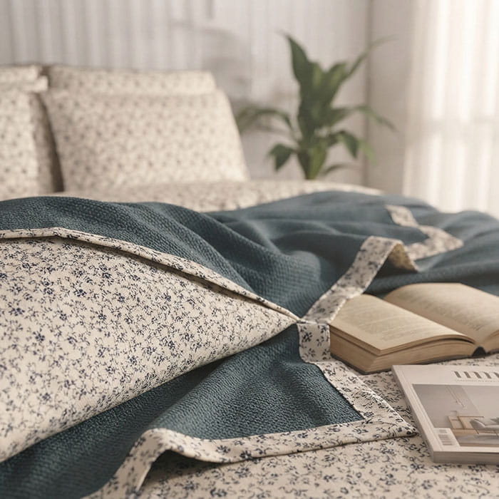 Lenjerie de pat, IRINA HOME, 4 piese, 240x260cm, 220x230cm, 50x70cm, Satin, Indigo, Double Size, Turcia, 240x260cm