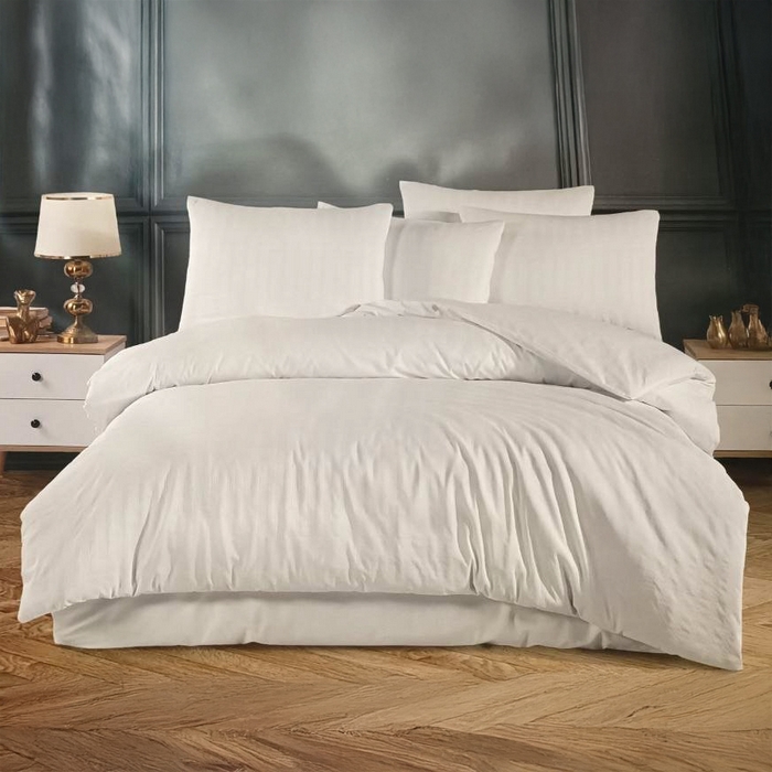 Lenjerie de pat, IRINA HOME, 4 piese, 240x260cm, 200x220 cm, 50x70cm, Satin, Alb, Double Size, Turcia, 240x260cm