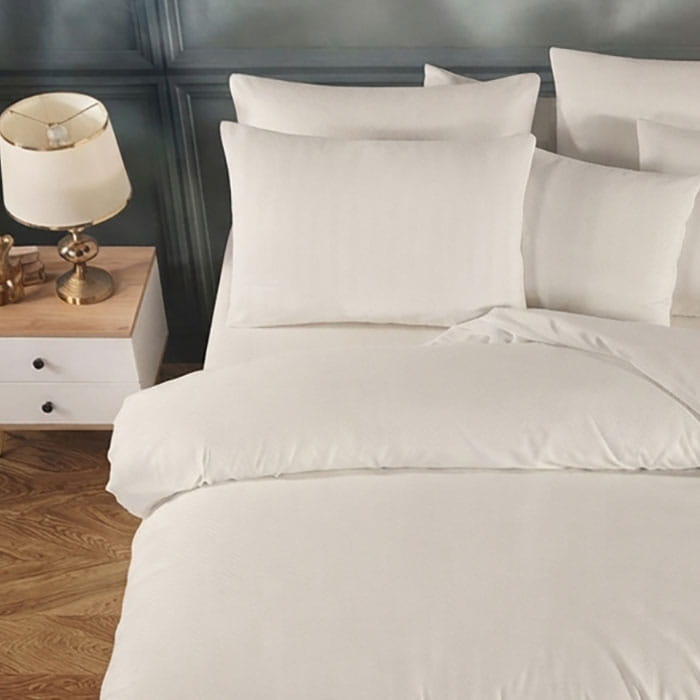 Lenjerie de pat, IRINA HOME, 4 piese, 240x260cm, 200x220 cm, 50x70cm, Satin, Alb, Double Size, Turcia, 240x260cm
