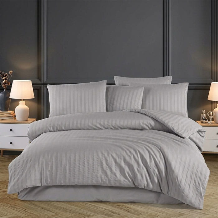 Lenjerie de pat, IRINA HOME, 4 piese, 240x260cm, 200x220 cm, 50x70cm, Satin, Gri, Double Size, 240x260cm, Turcia