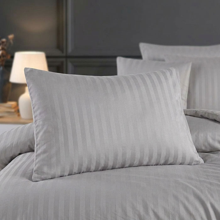 Lenjerie de pat, IRINA HOME, 4 piese, 240x260cm, 200x220 cm, 50x70cm, Satin, Gri, Double Size, 240x260cm, Turcia