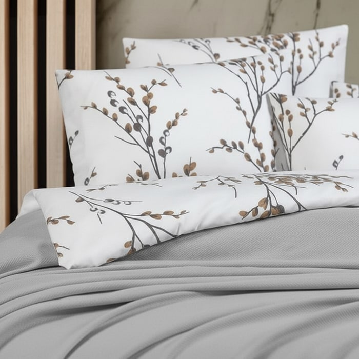 Bed linen, VIVEN, 4 pcs, 220x240cm, 220x240cm, 50x70cm, Cotton, Gray, Double Size, Turkey