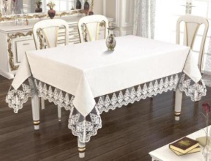 Fata de masa, ADIGEYIZ HOME, 160x220 cm, 10 persoane, Cappucino, Bumbac