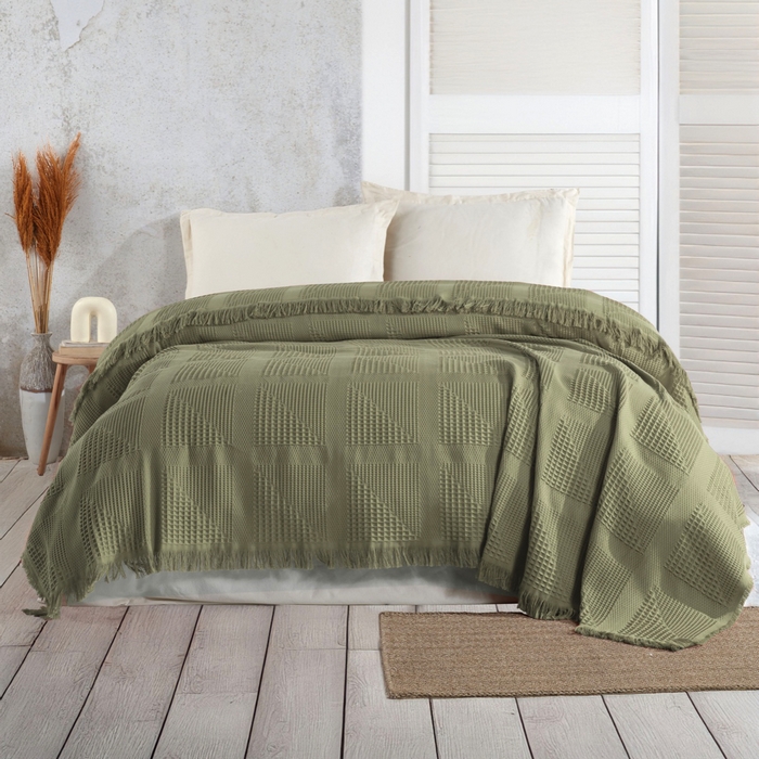 Cuvertura, SAHESER, Khaki, 220x240 cm, Bumbac, 300gr/m2