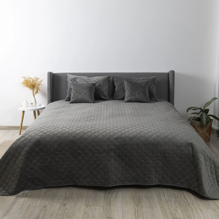 Cuvertura, BALAK HOME, Velour, 220x240cm, Gri