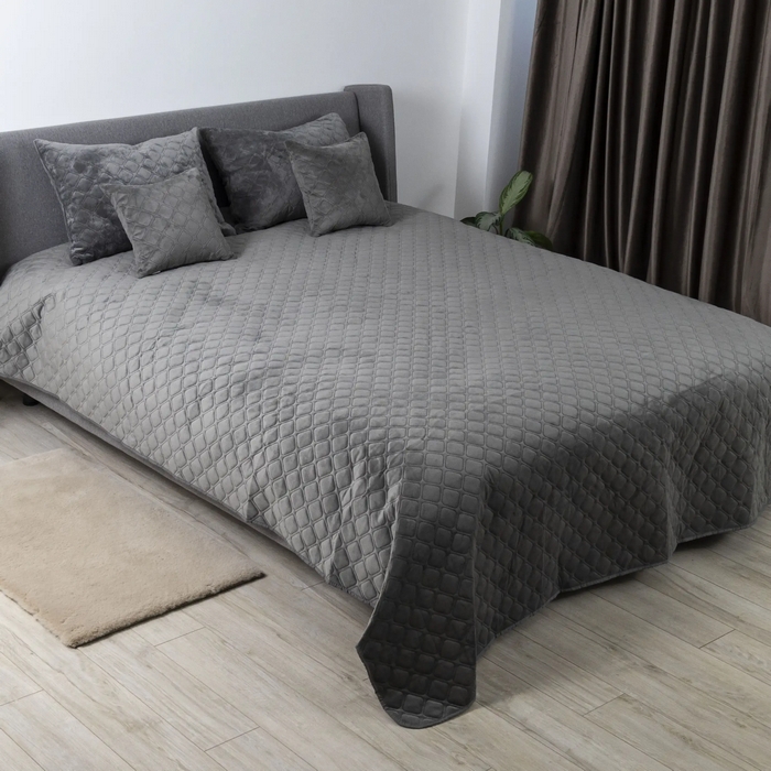 Cuvertura, BALAK HOME, Velour, 220x240cm, Gri