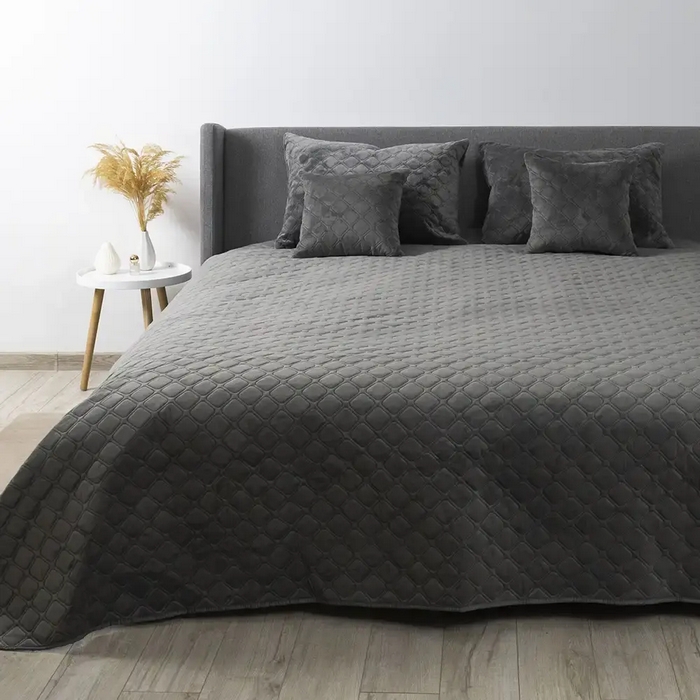 Cuvertura, BALAK HOME, Velour, 220x240cm, Gri