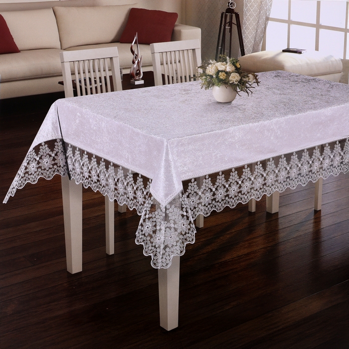 Fata de masa, ATAK HOME, 160x220 cm, 10 persoane, Sena, Crem, Poliester