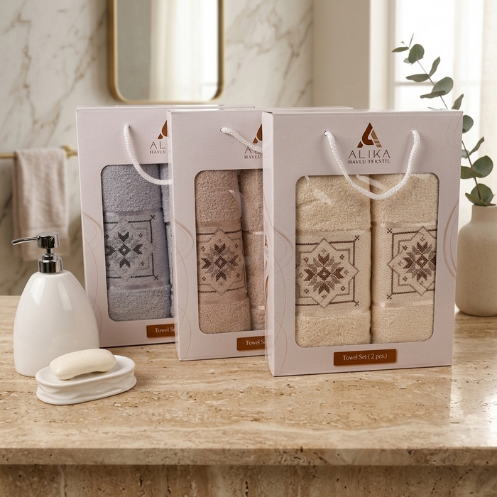 Towel set, ALIKA TEKSTIL, 2 pieces, 70x140 cm, 50x90 cm, Cotton, Various Colors