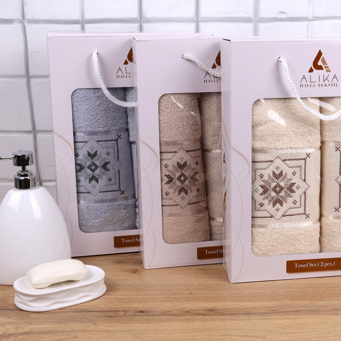 Towel set, ALIKA TEKSTIL, 2 pieces, 70x140 cm, 50x90 cm, Cotton, Various Colors