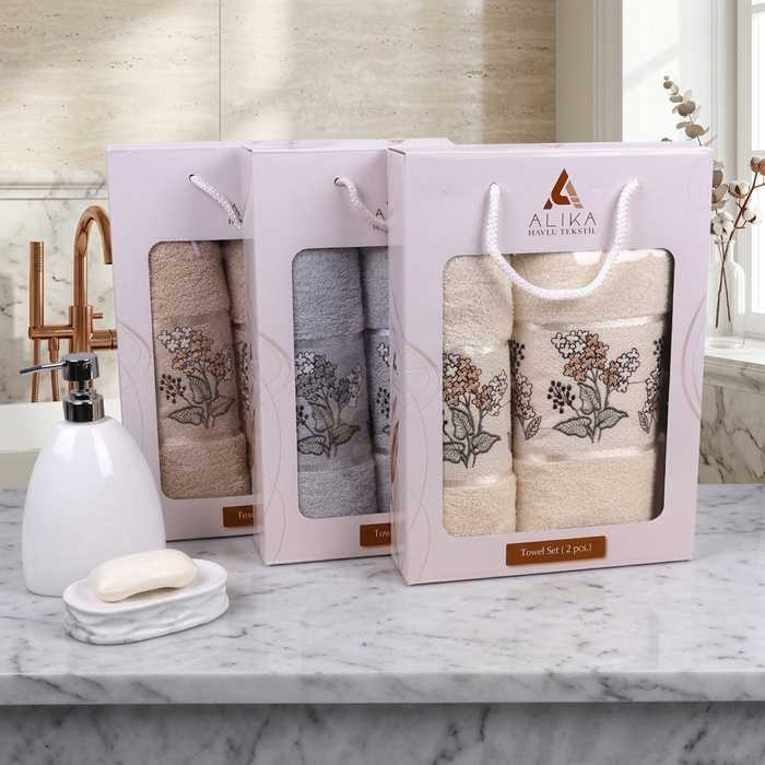 Towel set, ALIKA TEKSTIL, 2 pieces, 70x140 cm, 50x90 cm, Cotton, Various Colors