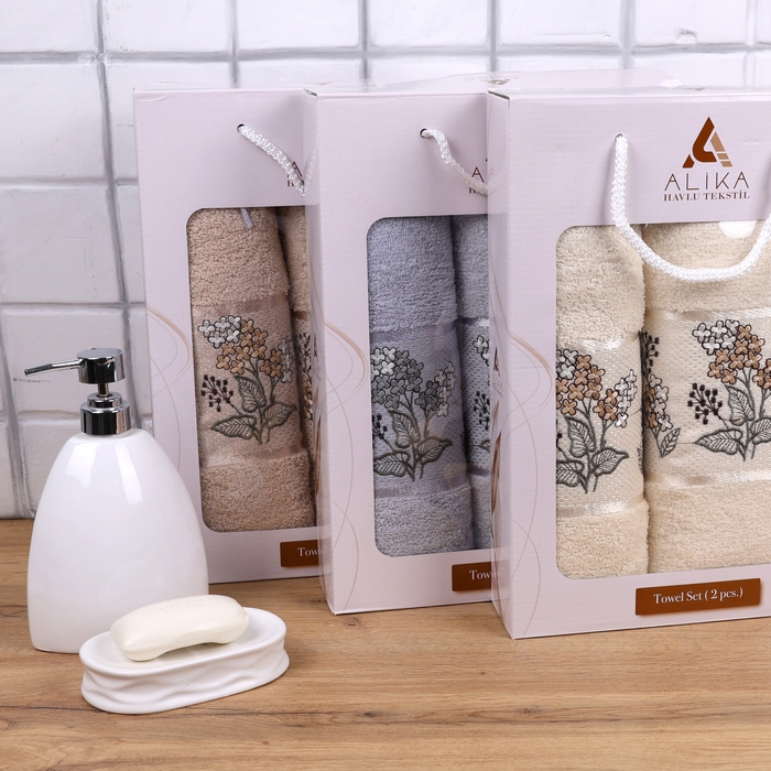 Towel set, ALIKA TEKSTIL, 2 pieces, 70x140 cm, 50x90 cm, Cotton, Various Colors