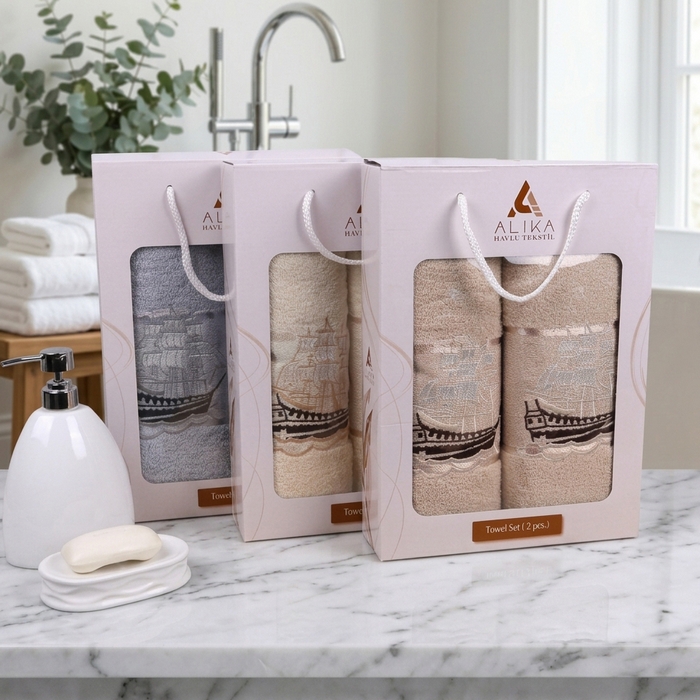Towel set, ALIKA TEKSTIL, 2 pieces, 70x140 cm, 50x90 cm, Cotton, Various Colors