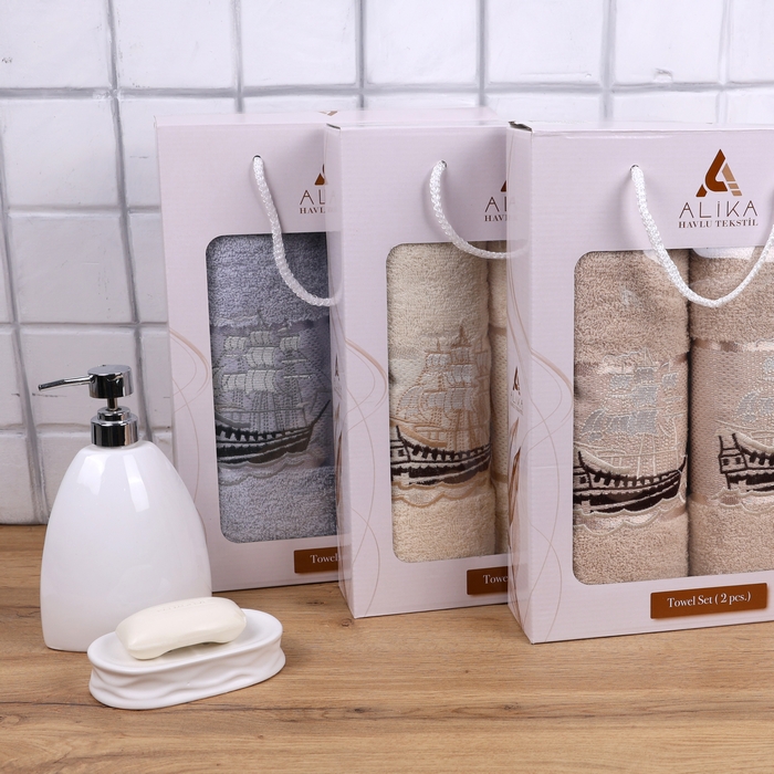 Towel set, ALIKA TEKSTIL, 2 pieces, 70x140 cm, 50x90 cm, Cotton, Various Colors