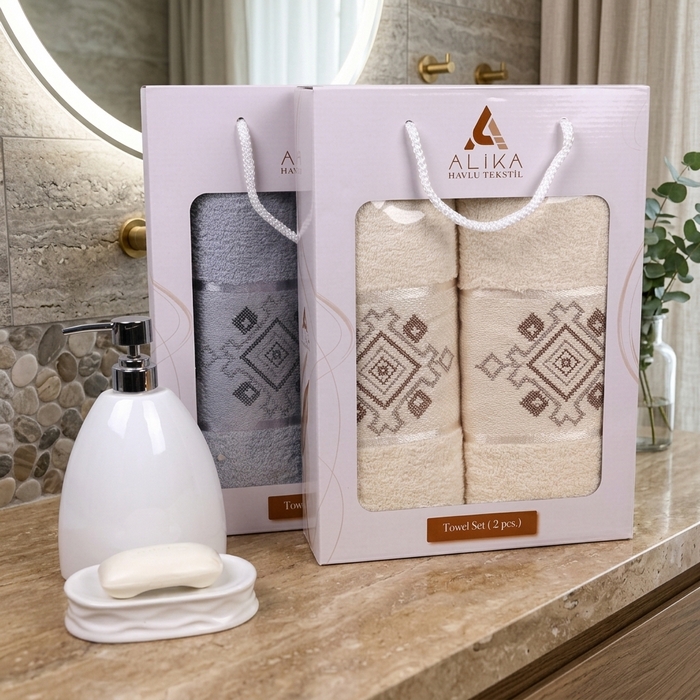 Towel set, ALIKA TEKSTIL, 2 pieces, 70x140 cm, 50x90 cm, Cotton, Various Colors