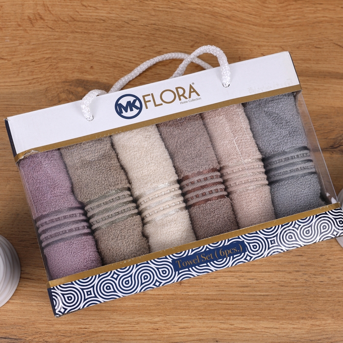 Set prosoape, MK HAVLU, 6 piese, Bumbac, 30x50 cm, Diverse Culori