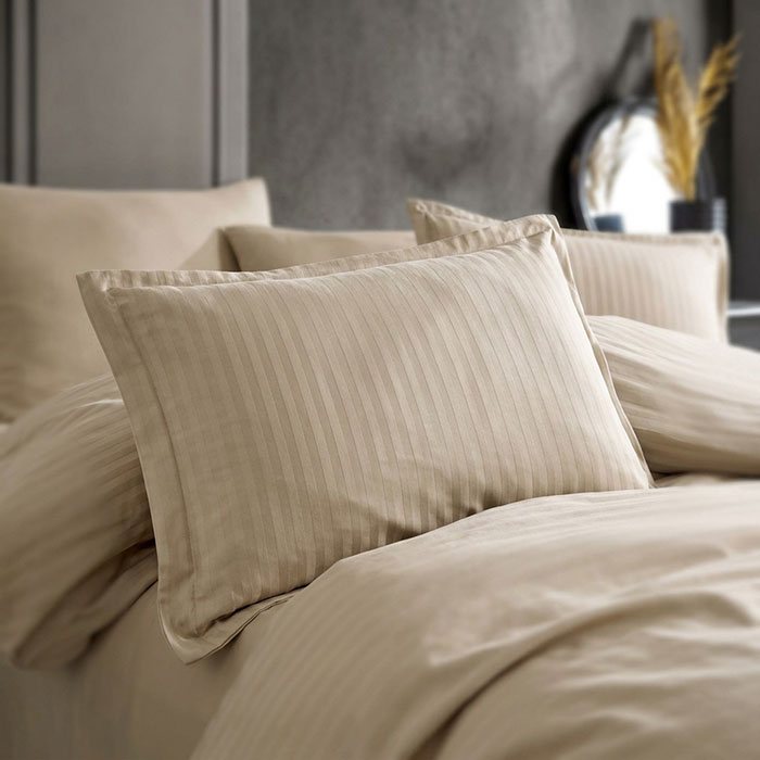 Bedsheet with elastic and pillowcases set, IRINA HOME, 3 pieces, 180x200+30 cm, 50x70cm, Cotton, Cream, Turkey