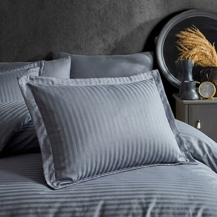 Bedsheet with elastic and pillowcases set, IRINA HOME, 3 pieces, 180x200+30 cm, 50x70cm, Cotton, Dark grey, Turkey