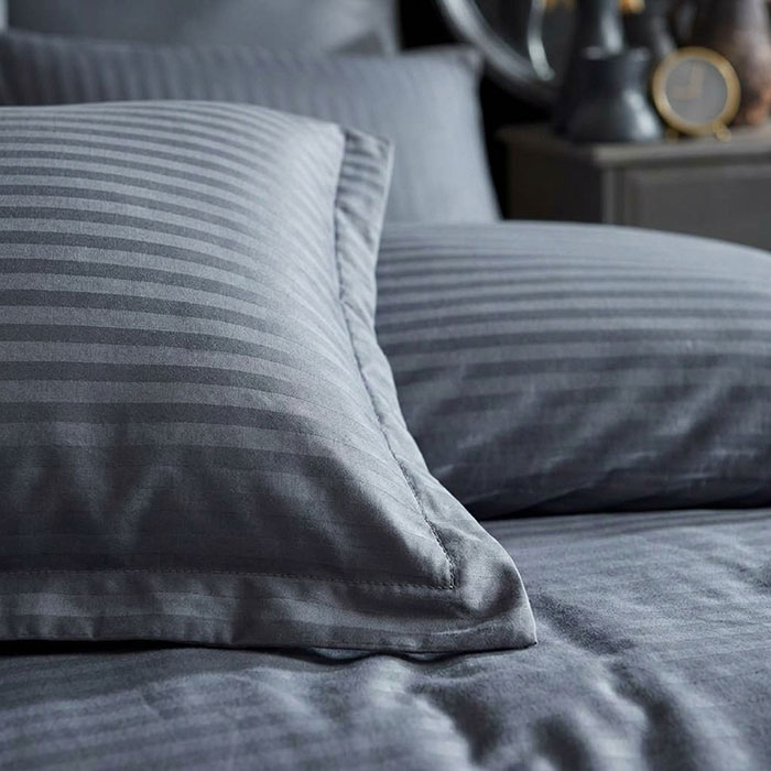 Bedsheet with elastic and pillowcases set, IRINA HOME, 3 pieces, 180x200+30 cm, 50x70cm, Cotton, Dark grey, Turkey