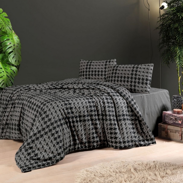 Комплект постельного белья, FIRST CHOICE, 4 штук, 240x260cм, 200x220cм, 50x70 cм, 100% Хлопок, Антрацит