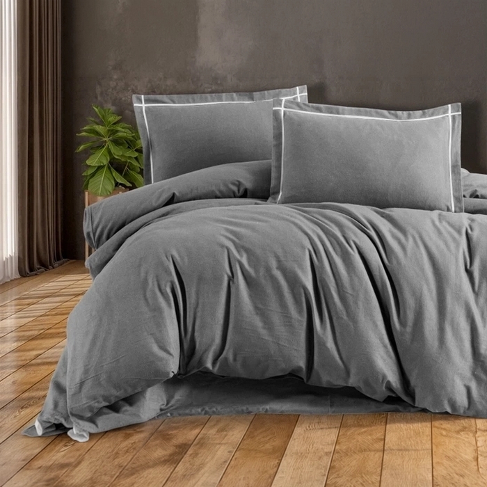 Комплект постельного белья, FIRST CHOICE, 4 штук, 240x260cм, 200x220cм, 50x70 cм, 100% Хлопок, Серый