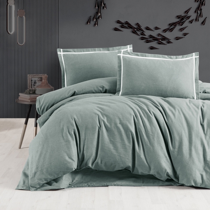 Комплект постельного белья, FIRST CHOICE, 4 штук, 240x260cм, 200x220cм, 50x70 cм, 100% Хлопок, Зеленый