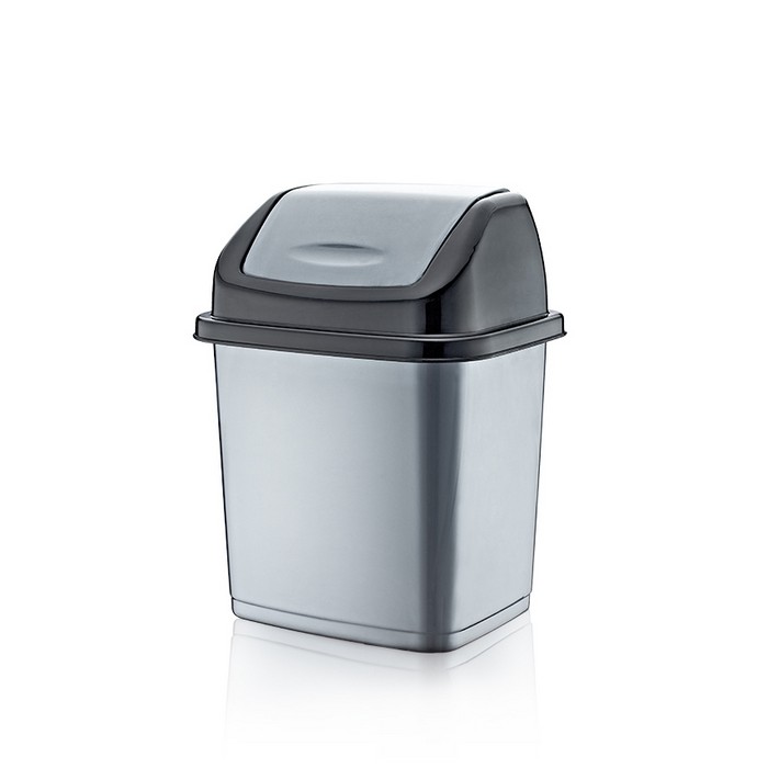 Cos gunoi, Plast Art, 5.5L, Plastic, 22x19x29.5cm, Batant, 1 compartiment, Gri, Dreptunghi
