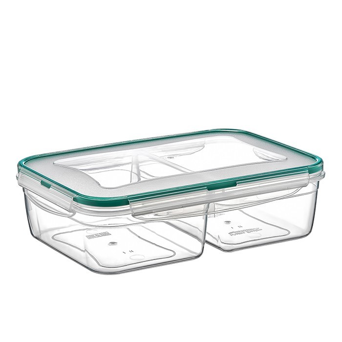 Container, Plast Art, Plastic, 2 L, 24 cm, 17 cm, 7 cm, Transparency, Rectangle, Horisontaliy, 2 compartiments, With lid, Plastic