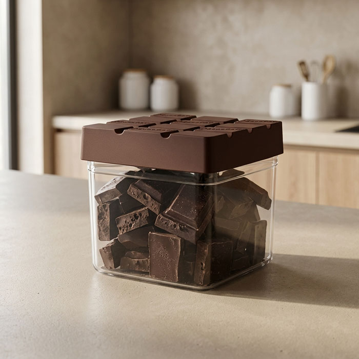 Chocolate saver box, QLUX, Plastic, Sweets, Transparent, With lid, Square