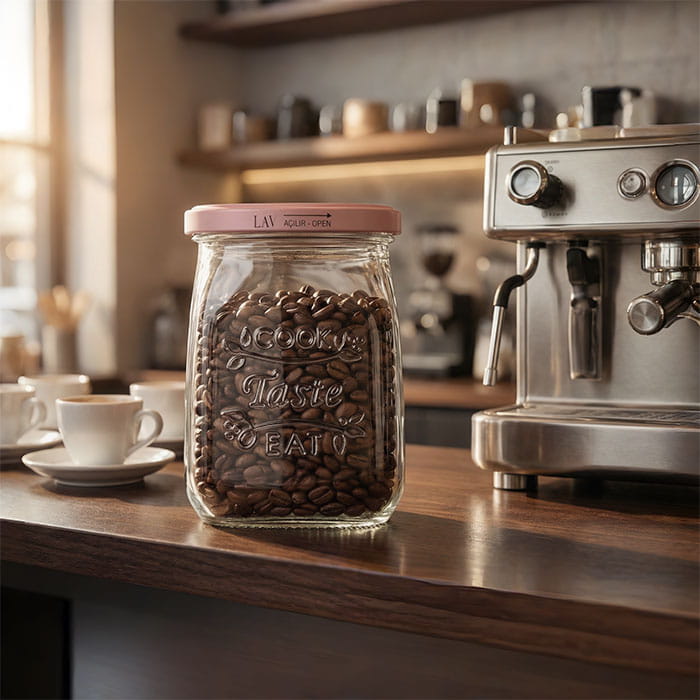 Storage container, LAV, Glass, 550ml, Tasty, With lid, Metal, 11.8cm, Storage container