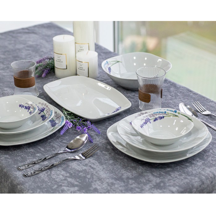 Set vesela ceramica 26piese, BRILLIANT, Ceramica, Alb, Cu imprimeu, 26.5 cm, 23cm, 20.5 cm, 15.5 cm, 30.5cm, 23cm