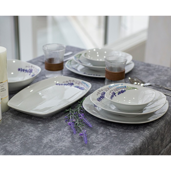 Set vesela ceramica 26piese, BRILLIANT, Ceramica, Alb, Cu imprimeu, 26.5 cm, 23cm, 20.5 cm, 15.5 cm, 30.5cm, 23cm