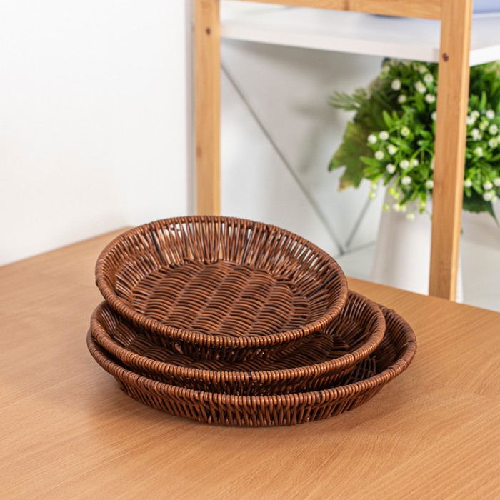 Set cosuri servire, GLOBAL STORE, 3 piese, Plastic/Metal, 22cm/25cm/28cm, 4.5cm