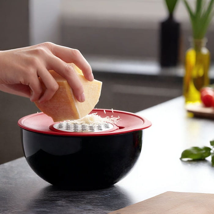 Bowl, VIALEX, 24 cm, 4.6 L, Plastic, Red/Black