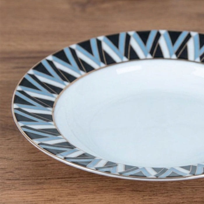 Глубокая тарелка, BACCHARIS, Фарфор, 20cm, Белый/Синий/Черный, C рисунком, Круглый, Глубокая тарелка