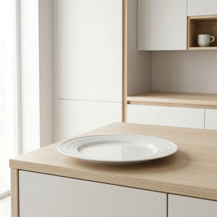 Farfurie plata, WELLDISH, Linea, Portelan, 26.7cm, Alb, Rotunda, Farfurie plata