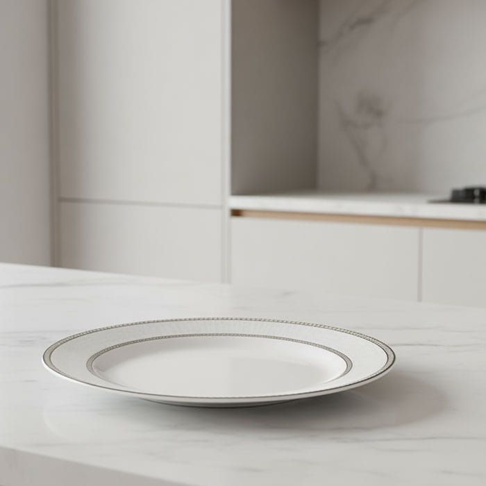 Plate, BRILLIANT, Ceramics, 20.3cm, With print, White, Round, Flat plate