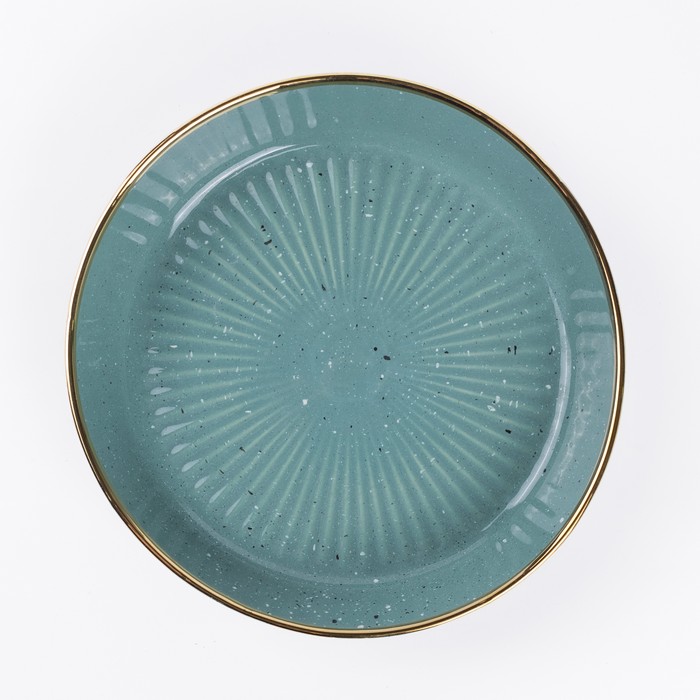 Flat plate, GS, Ceramics, Green/Golden, 19.5cm, Round, Plate