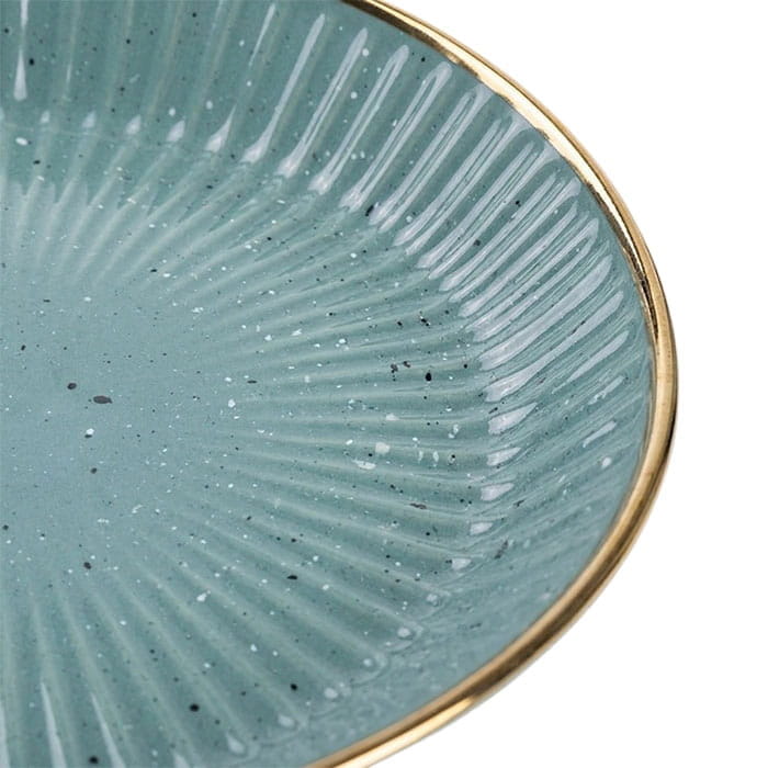 Flat plate, GS, Ceramics, Green/Golden, 19.5cm, Round, Plate