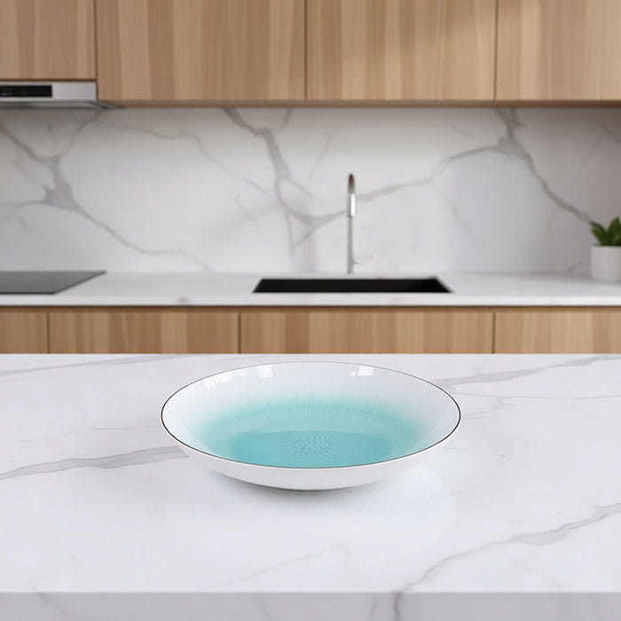 Platter, GS, Porcelain, 18cm, White/Blue, Round, Platter