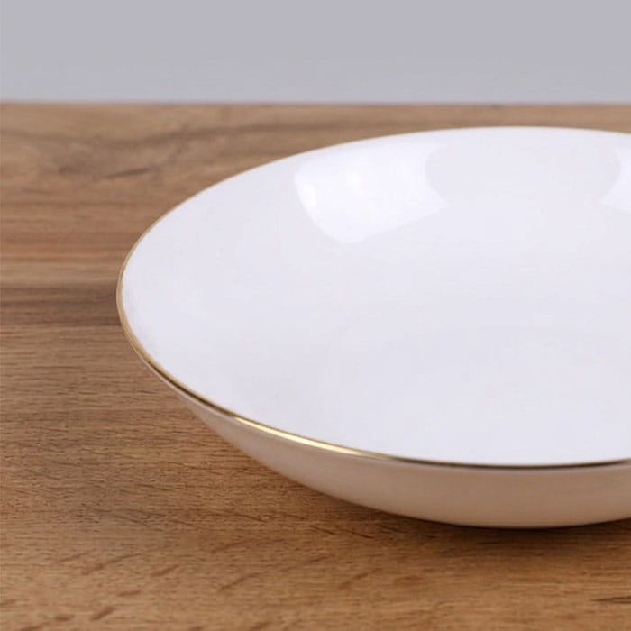 Тарелка, GS, New Bone China, 23 см, Белый, Круглый, Глубокая тарелка