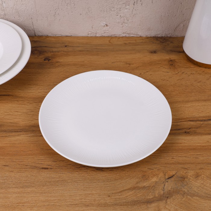 Farfurie plata, Bomei Porcelain, Portelan, Alb, 20cm, Rotunda, Farfurie plata