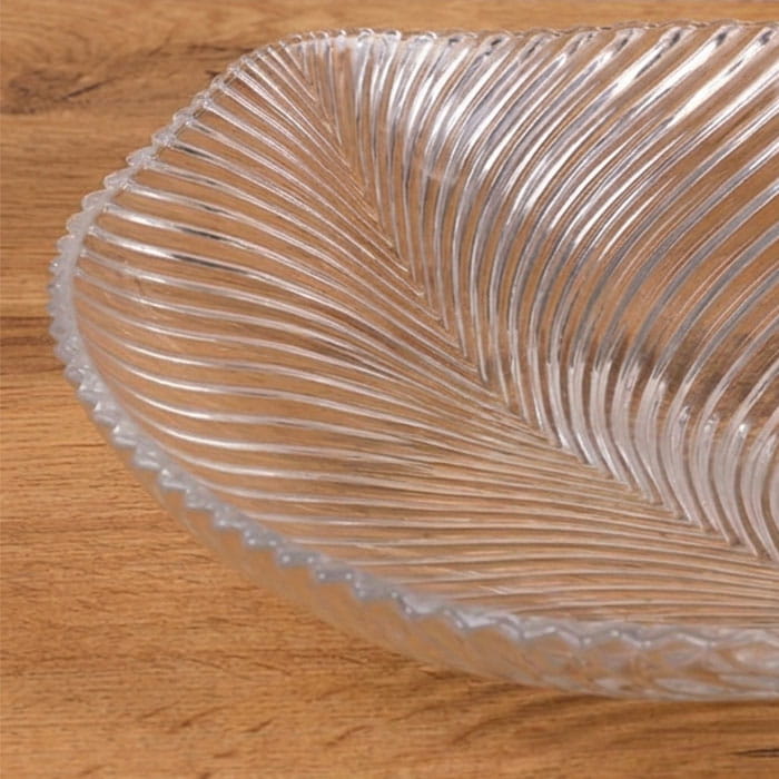 Platou, LIRMARTUR, Sticla, Transparent, 28cm, 7.5cm, Frunza, Platou