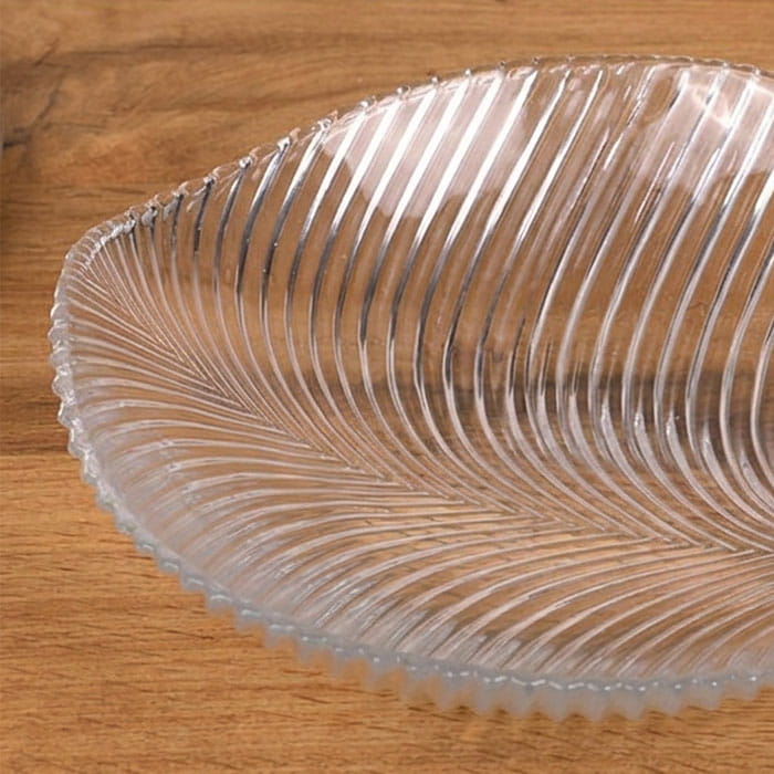 Platou, FAQIANG, Sticla, Transparent, 23 cm, Frunza, Platou