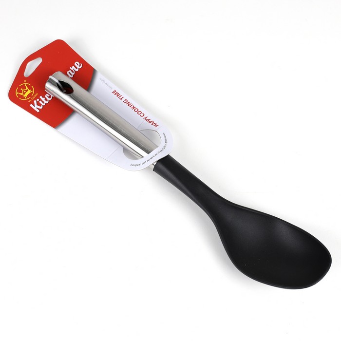 Serving spoon, YI GUAN, Stainless Steel/Plastic, Black/Metallic, 30cm