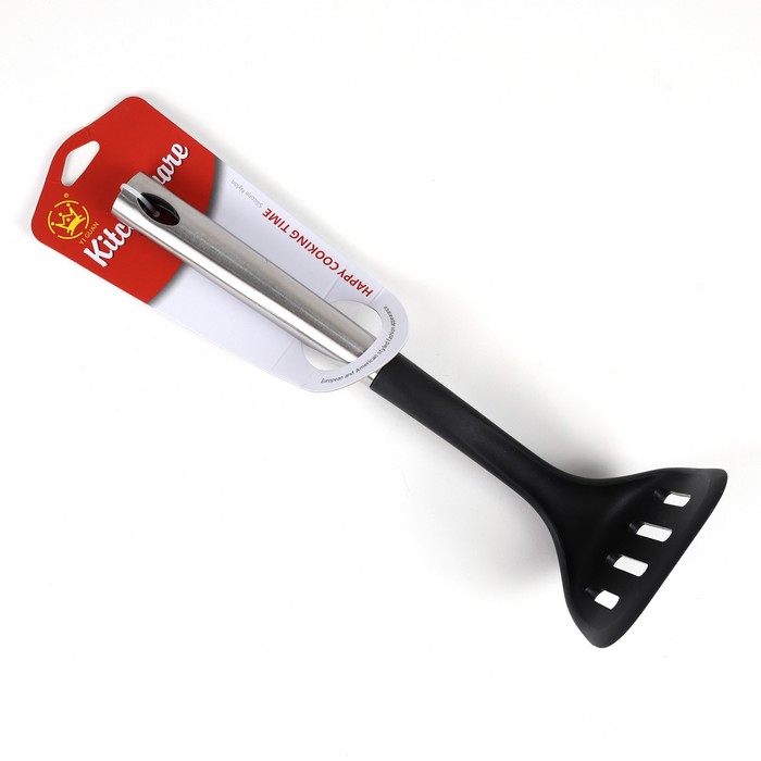 Slotted shovel, YI GUAN, Stainless Steel/Plastic, Black/Metallic, 30cm