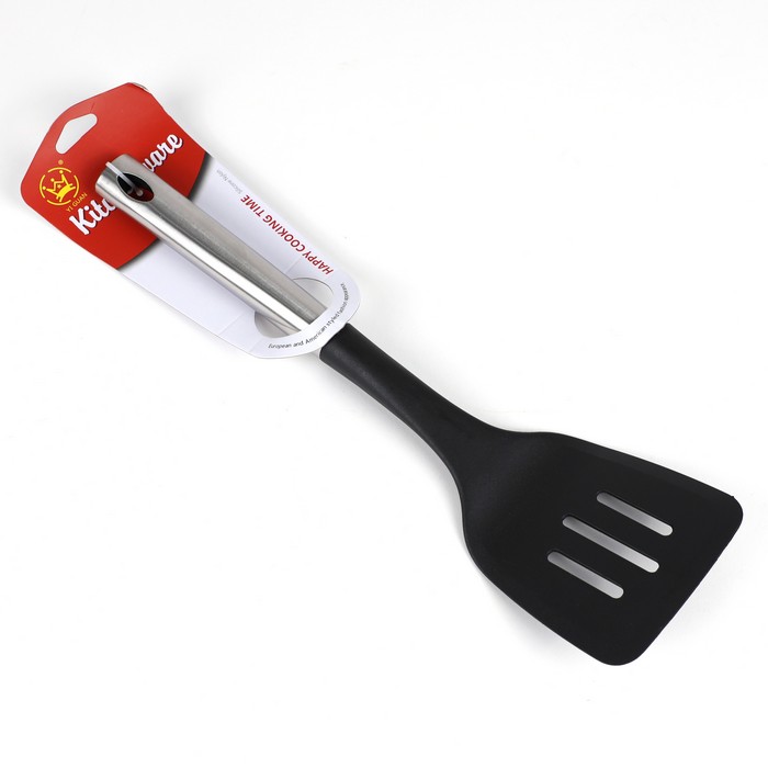 Slotted shovel, YI GUAN, Stainless Steel/Plastic, Black/Metallic, 30cm