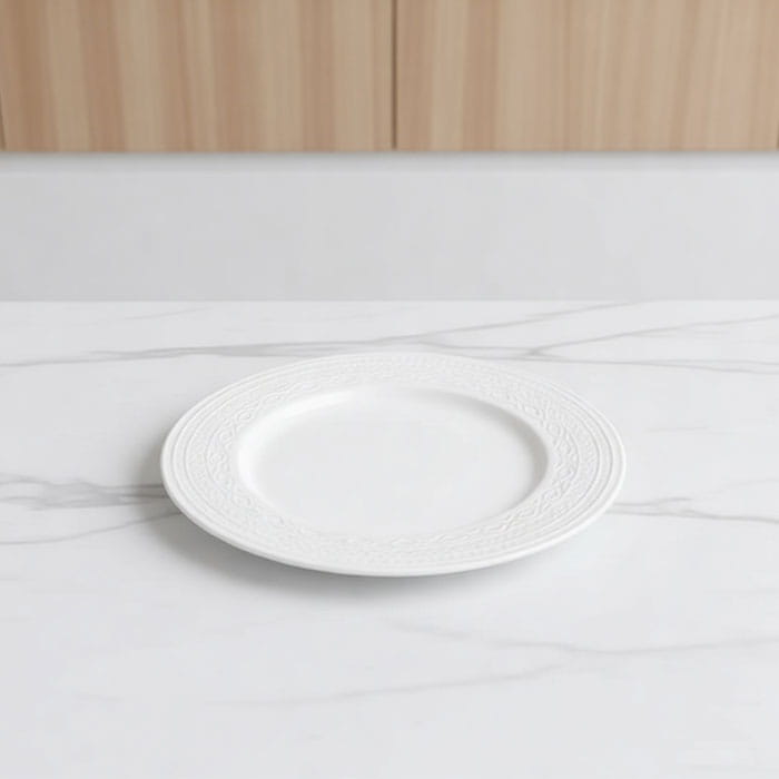 Farfurie plata, GS, Portelan, 20cm, Alb, Rotunda, Farfurie plata