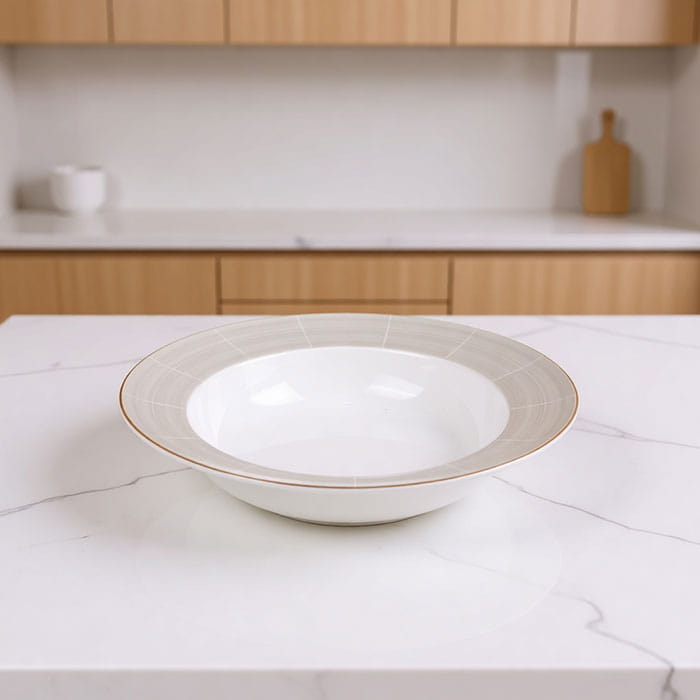 Deep plate, GS, Porcelain, 25cm, 5.5cm, White/Beige, Round, Soup plate